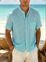 Calder - Textured Cotton Band-Collar Shirt