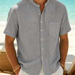 Calder - Textured Cotton Band-Collar Shirt