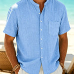 Calder - Textured Cotton Band-Collar Shirt