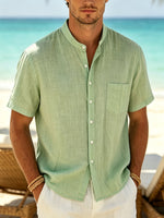Calder - Textured Cotton Band-Collar Shirt