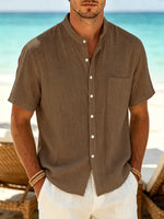 Calder - Textured Cotton Band-Collar Shirt