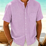 Calder - Textured Cotton Band-Collar Shirt