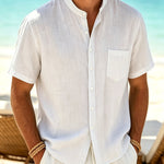 Calder - Textured Cotton Band-Collar Shirt