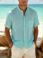 Calder - Textured Cotton Band-Collar Shirt