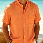 Calder - Textured Cotton Band-Collar Shirt