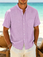 Calder - Textured Cotton Band-Collar Shirt