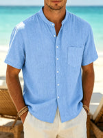 Calder - Textured Cotton Band-Collar Shirt