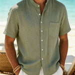 Calder - Textured Cotton Band-Collar Shirt