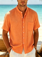 Calder - Textured Cotton Band-Collar Shirt