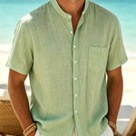 Calder - Textured Cotton Band-Collar Shirt